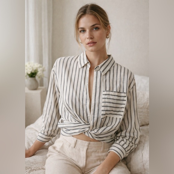 Significant Other Tops - Significant Other Striped Blouse 2